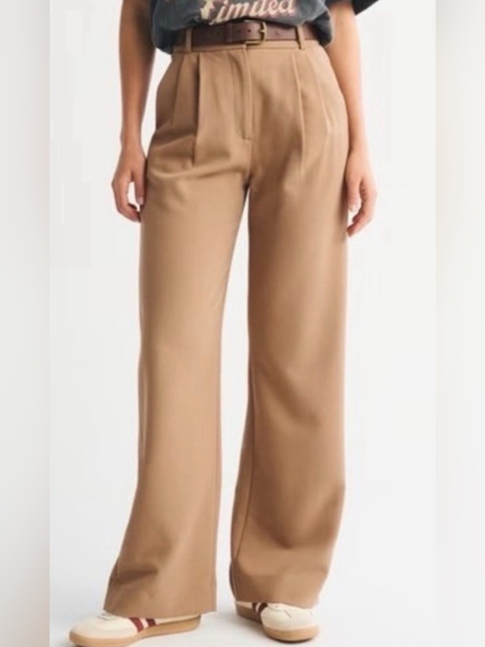 Abercrombie and fitch sloane wide leg trouser pants tan size 4 short